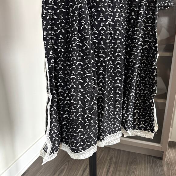 Chloe Folk Orange Silk Midi Shirt Dress 38 NEW De Chine Cravat Floral White Lace - Picture 4 of 7